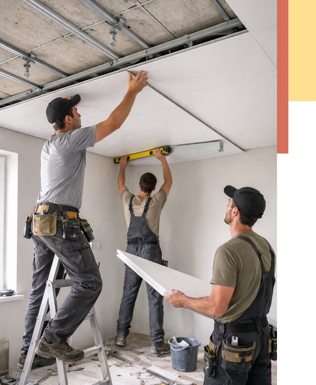 Монтаж потолка из ПВХ панелей в Мысках от 3550 руб./м2 — быстро и недорого | ОТДЕЛОЧНИК-Мси