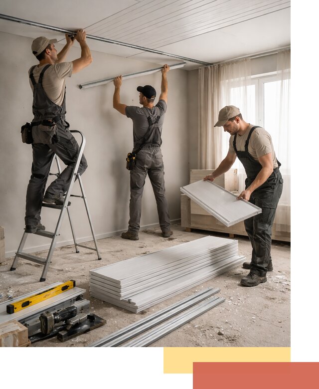 Монтаж потолка из ПВХ панелей в Мысках оперативно и качественно