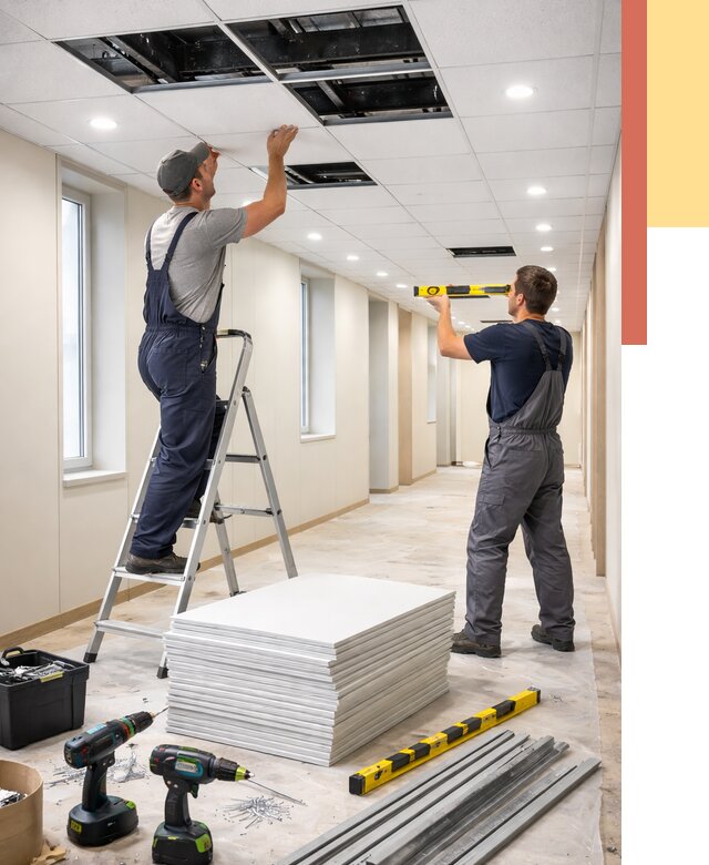 Ремонт потолка Армстронг в Мысках от 4564 руб. — быстро и недорого | ОТДЕЛОЧНИК-Мси