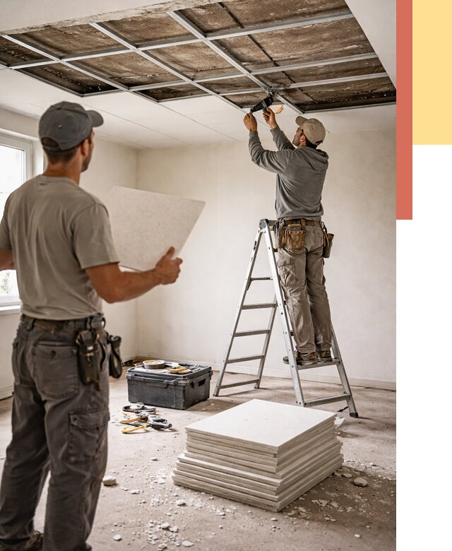 Замена плит подвесного потолка в Мысках от 1775 руб. быстро и недорого | ОТДЕЛОЧНИК-Мси