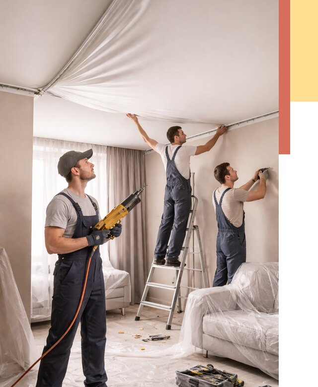 Установка натяжного потолка в Мысках от 4564 руб. | Быстро и недорого — ОТДЕЛОЧНИК-Мси