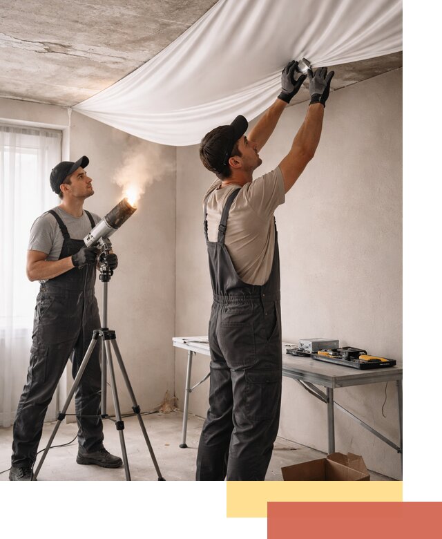 Установка натяжного потолка под ключ в Мысках