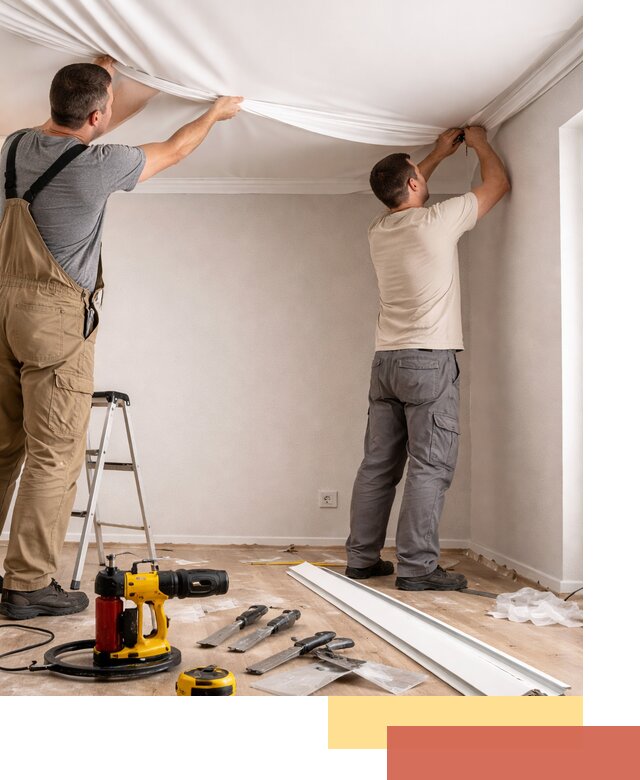 Монтаж ПВХ натяжного потолка в Мысках качественно и быстро