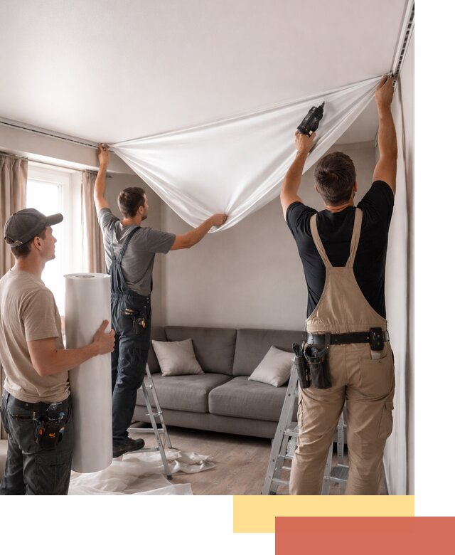 Монтаж сатинового натяжного потолка в Мысках качественно и быстро