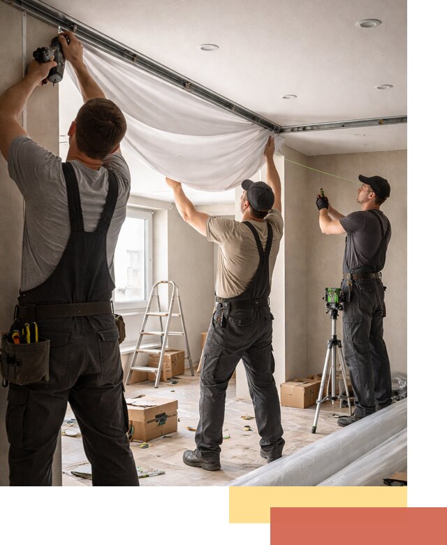 Монтаж парящего натяжного потолка под ключ в Мысках