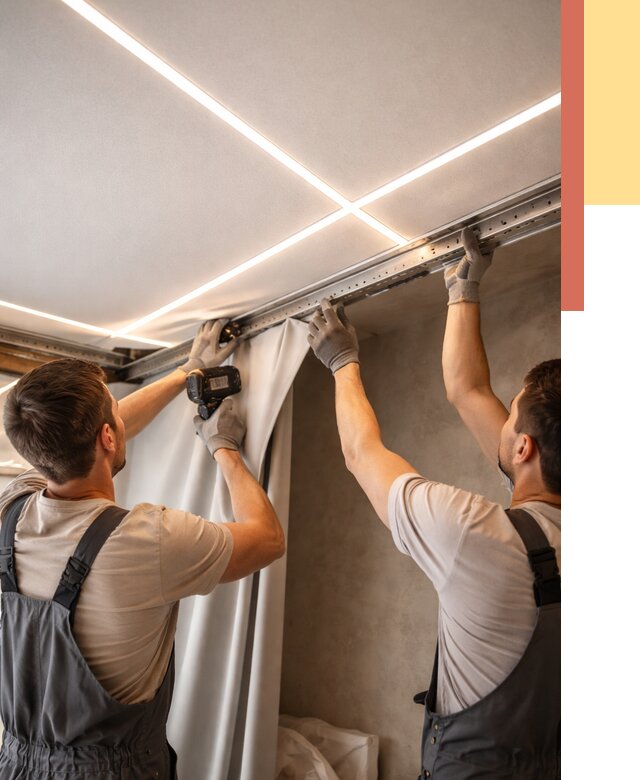 Монтаж натяжного потолка со световыми линиями в Мысках от 1217 руб. | ОТДЕЛОЧНИК-Мси