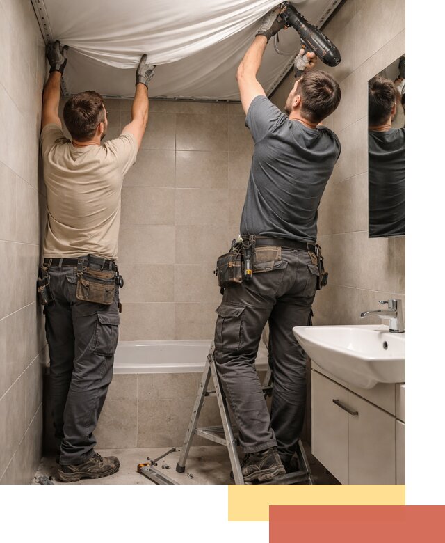 Монтаж натяжного потолка в ванной в Мысках быстро и качественно