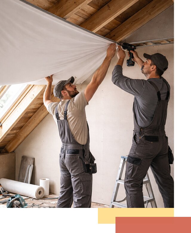 Монтаж натяжного потолка в мансарде в Мысках