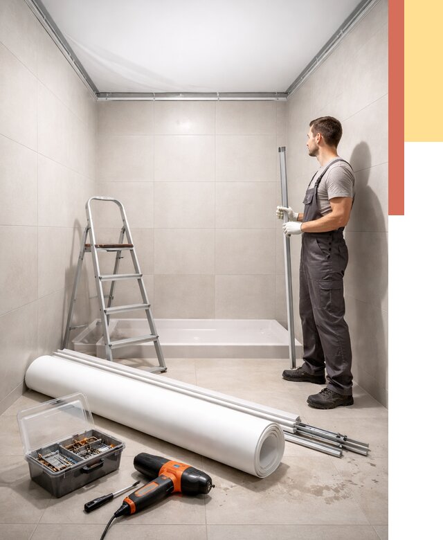 Монтаж натяжного потолка в санузле в Мысках от 1876 руб. — ОТДЕЛОЧНИК-Мси