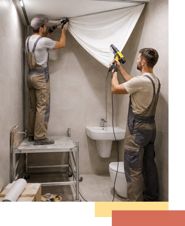 Монтаж натяжного потолка в санузле в Мысках