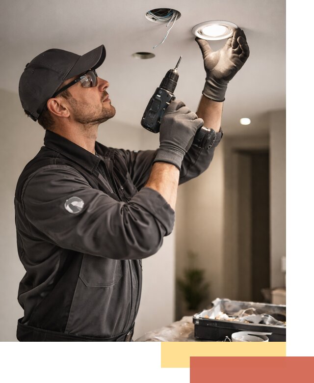 Установка точечных светильников в натяжной потолок в Мысках