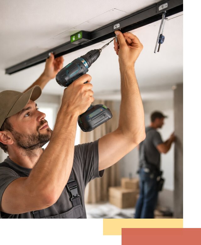 Установка трековых светильников в натяжной потолок в Мысках