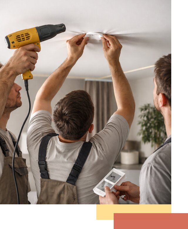 Ремонт прокола полотна натяжного потолка в Мысках