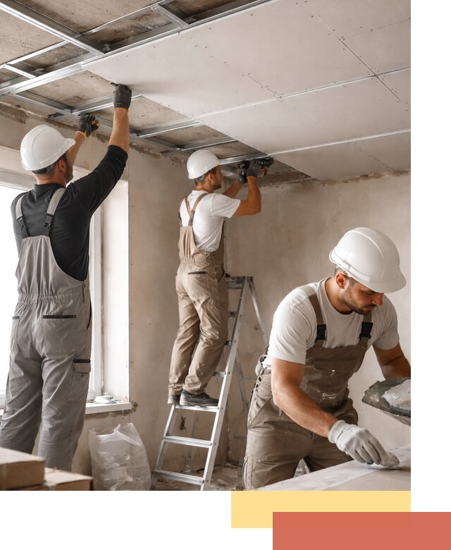 Одноуровневый потолок из гипсокартона в Мысках — монтаж и отделка