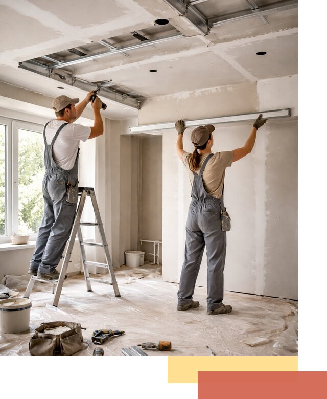 Монтаж многоуровневого потолка из гипсокартона в Мысках