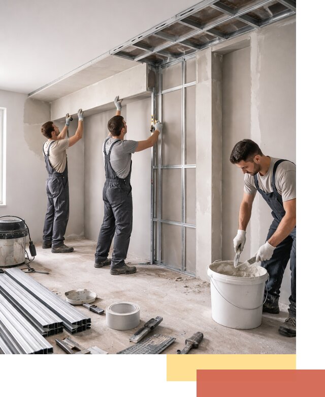 Монтаж потолка из гипсокартона с нишей в Мысках