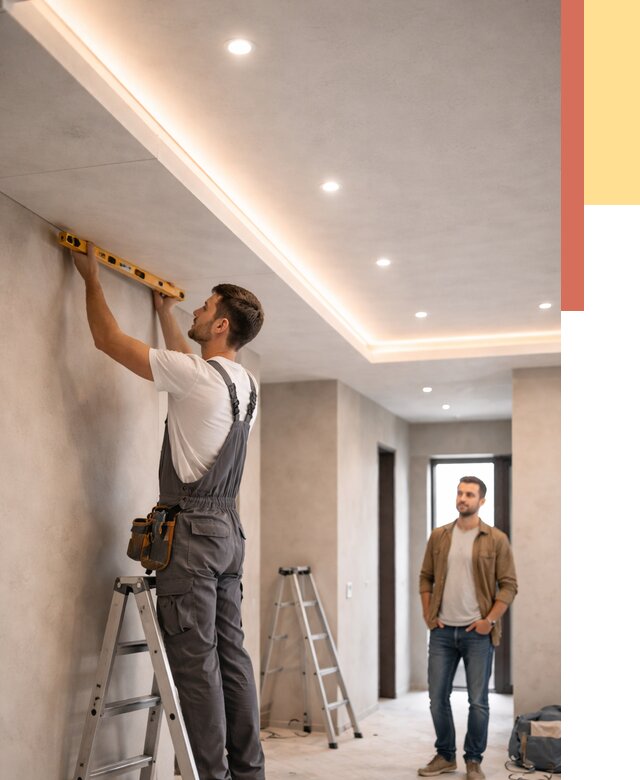 Потолок из гипсокартона с подсветкой в Мысках от 761 руб./м2 под ключ | ОТДЕЛОЧНИК-Мси