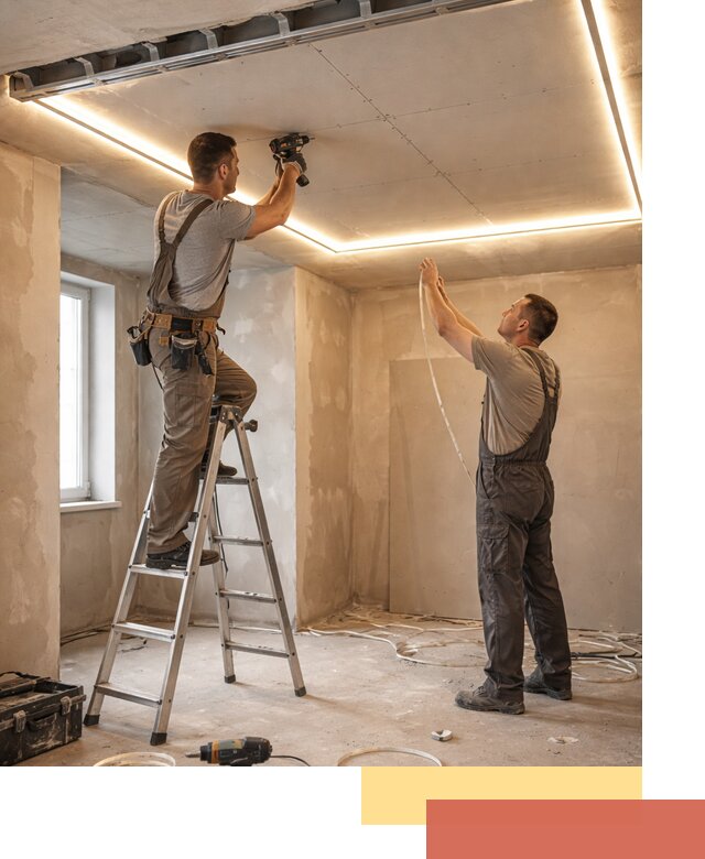 Потолок из гипсокартона с подсветкой в Мысках