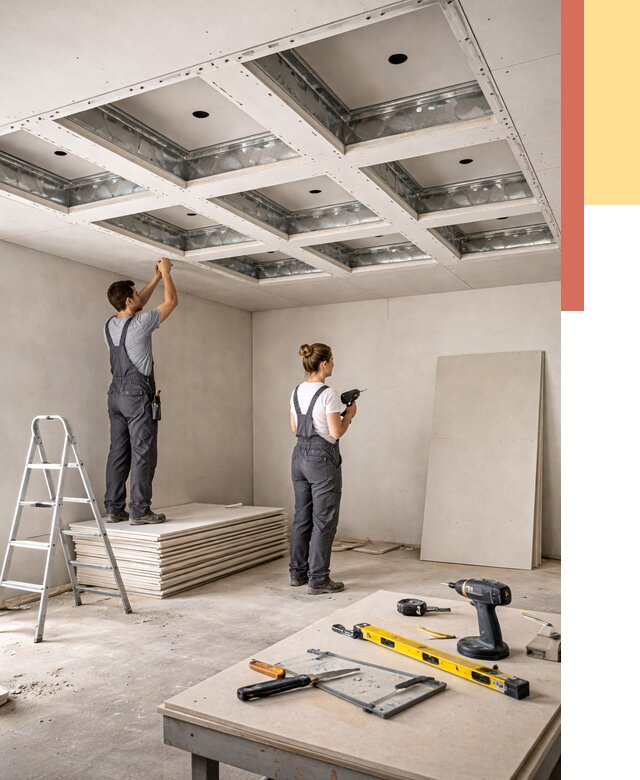 Кессонный потолок из гипсокартона в Мысках от 1876 руб. — монтаж и под ключ | ОТДЕЛОЧНИК-Мси