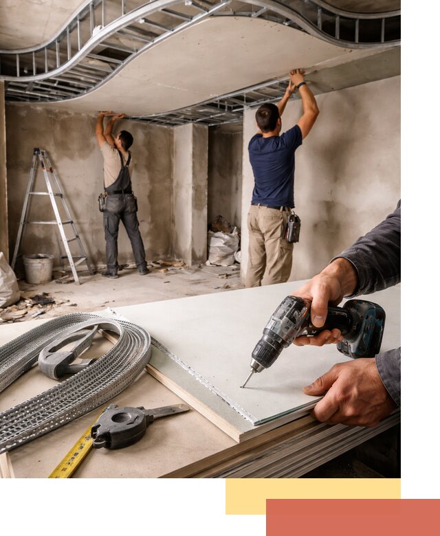 Криволинейный потолок из гипсокартона в Мысках — монтаж и отделка