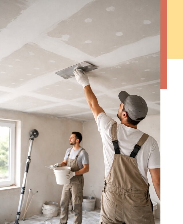 Шпаклевка потолка из гипсокартона в Мысках от 3246 руб./м2 — услуги под ключ | ОТДЕЛОЧНИК-Мси