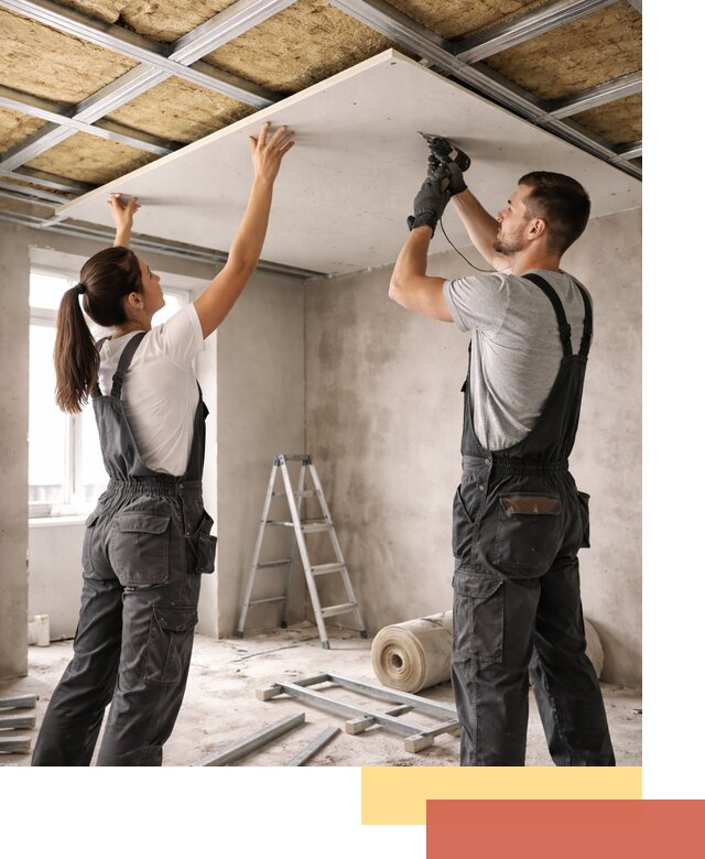 Звукоизоляция потолка из ГКЛ в Мысках профессионально и надежно