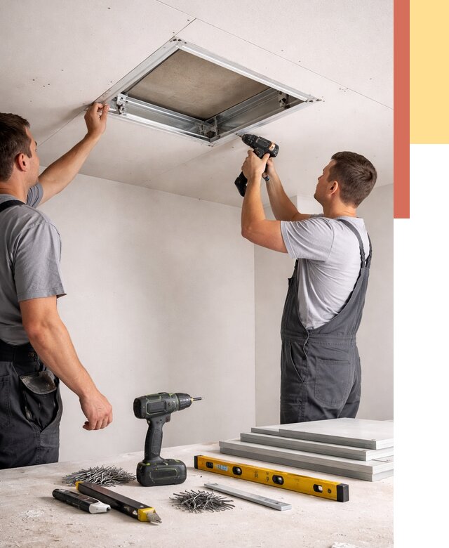 Установка люка в потолок ГКЛ в Мысках от 2536 руб. под ключ | ОТДЕЛОЧНИК-Мси