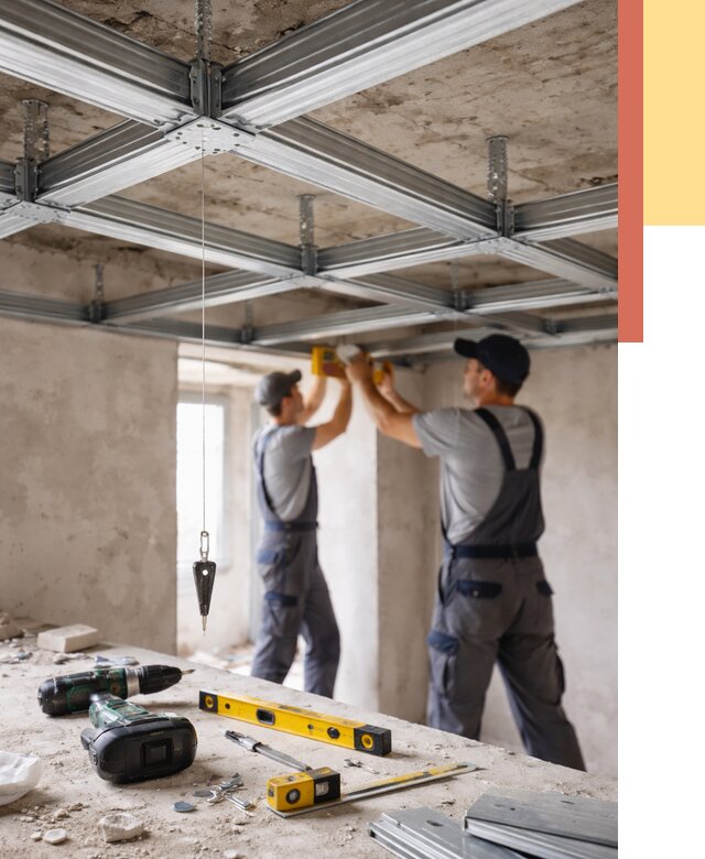 Монтаж каркаса потолка из профиля в Мысках от 4564 руб. — услуги ОТДЕЛОЧНИК-Мси