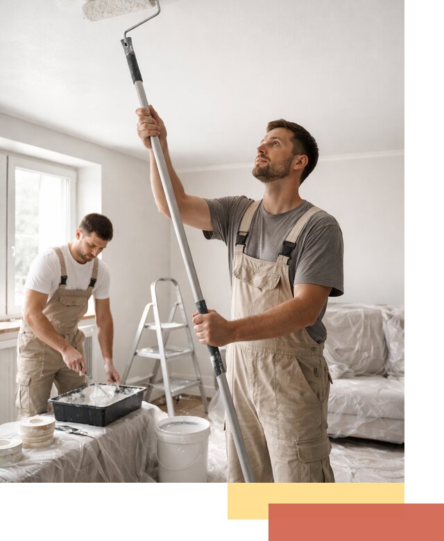 Покраска потолка водоэмульсионной краской в Мысках